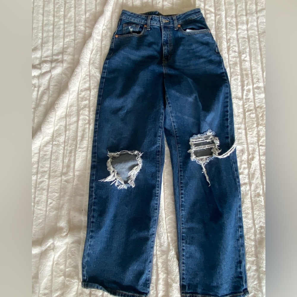 High rise, wide leg jeans